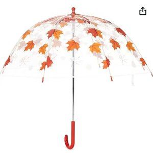 Kids Clear Round Bubble Umbrella, 26.5 inches, Maple Leaf